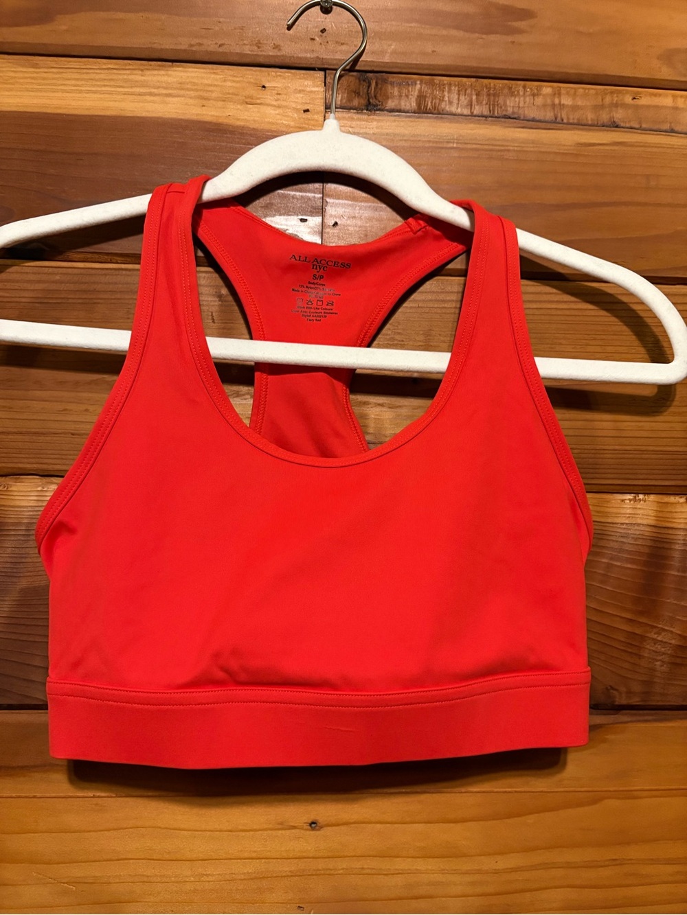 ALL ACCESS NYC Coral-Red Racerback Sports Bra